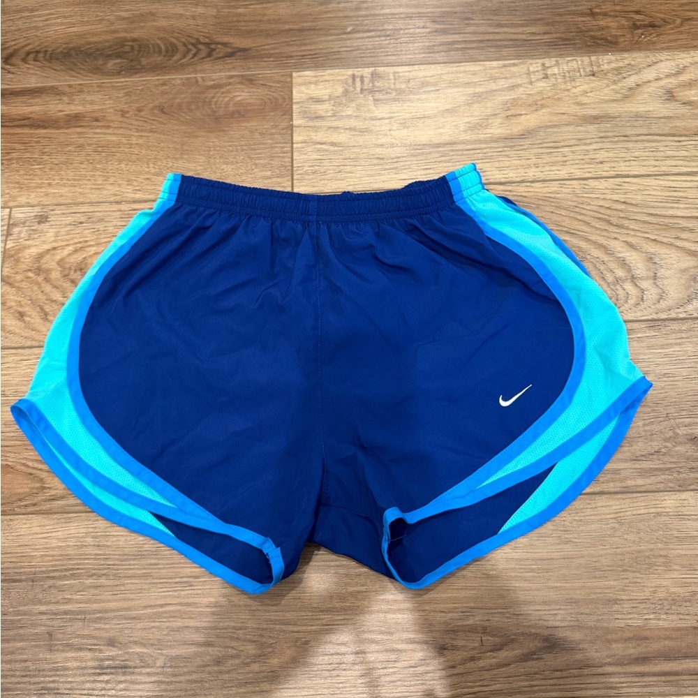 Nike Women's Dark Blue Running Shorts with Teal Trim